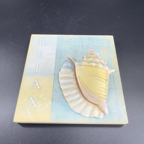 Vintage Resin Wall Hanging Art Plaque Set 2 Ocean Shell Theme Nautical Decor VTG - Picture 10 of 12